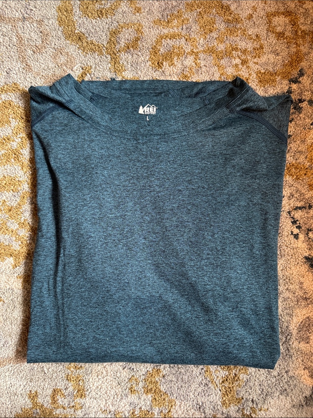 REI Men’s Heathered Dark Blue and Charcoal Short Sleeve Crew Tee